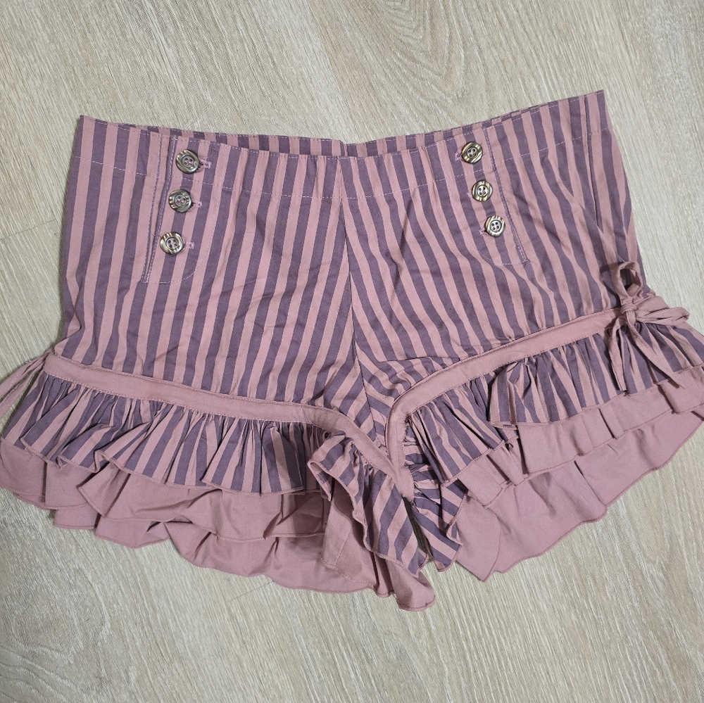 Striped Ruffle Women Shorts